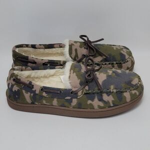 Club Room Faux Fur Lining Camouflage Moccasin Slip On Boat Shoes Size M 8-9